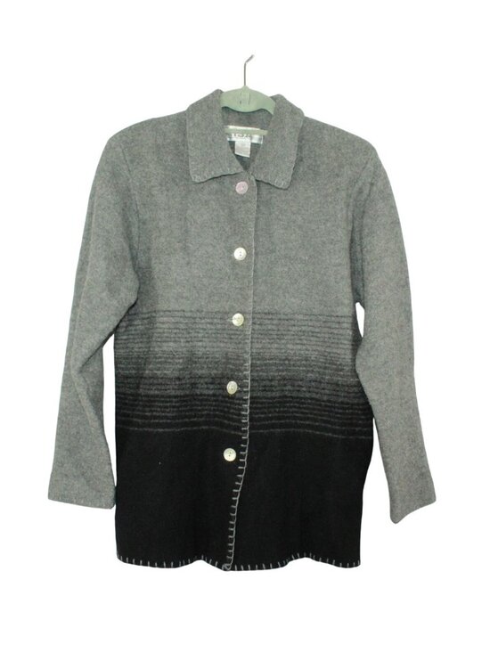 Lisa international Tops - Vintage Lisa International Boiled Wool Cozy Shacket Gray Black Size M